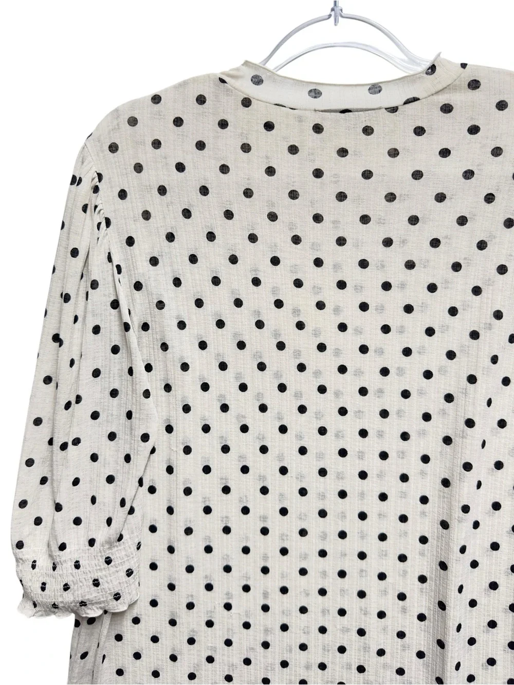 Gauzy Knit Polka Dot Blouse Top